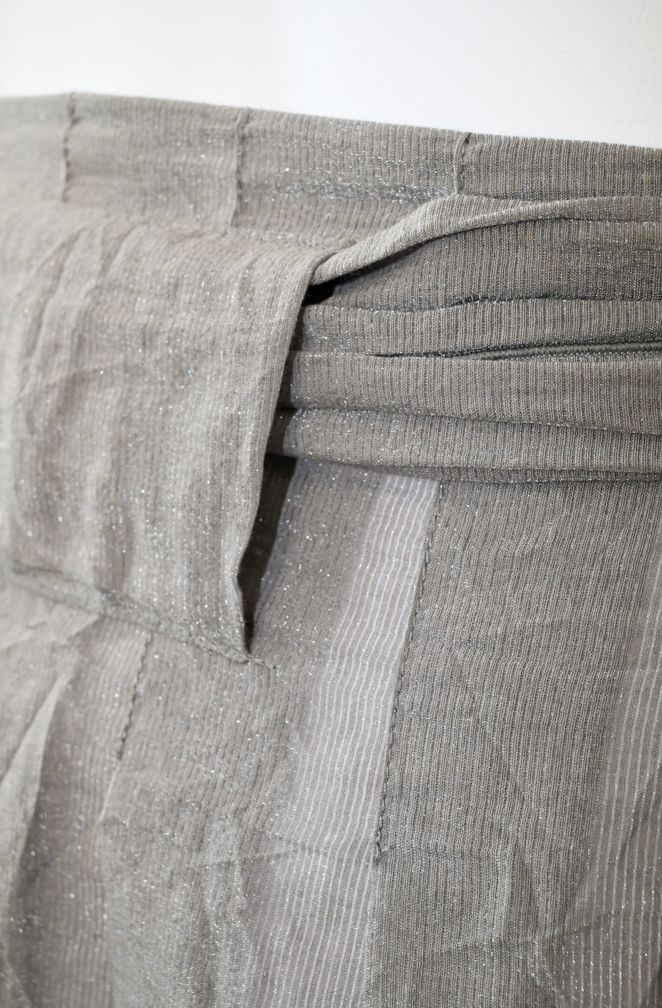 CREA CONCEPT Taupe Crinkle Linen Pleated Midi Skirt  Size 44 Parisian Contemporary Designer