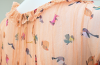 COTELAC Peach Silk Chiffon Floral Ruffle Dress Size 3
