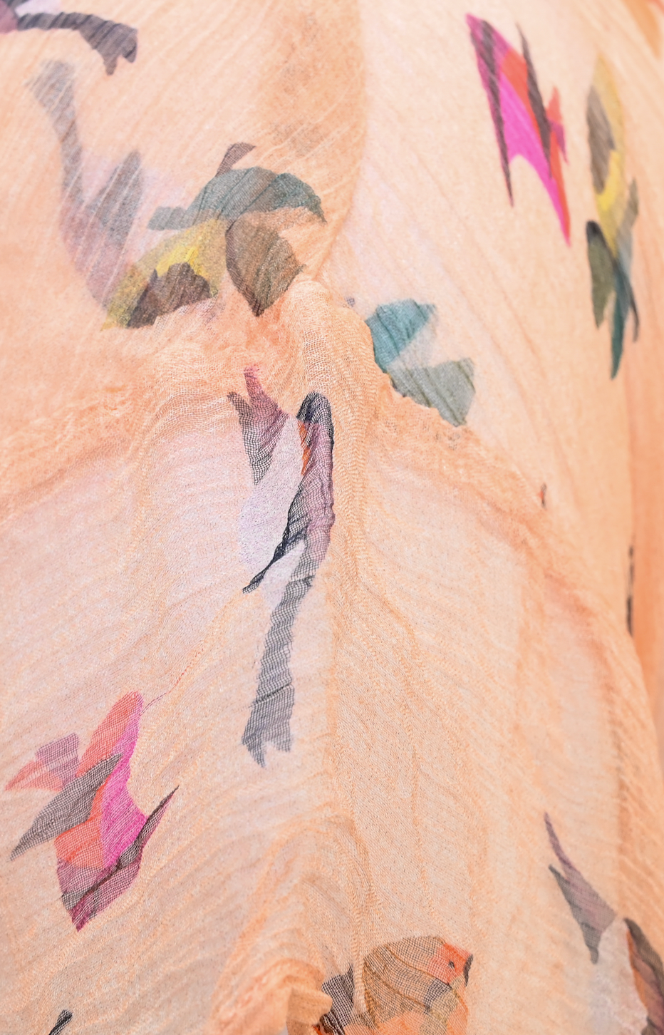 COTELAC Peach Silk Chiffon Floral Ruffle Dress Size 3