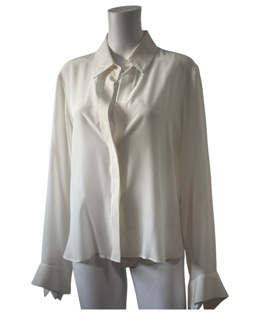 TWP Ivory Silk Button Down Blouse Size M/L