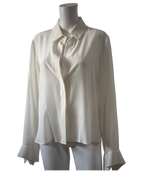 TWP Ivory Silk Button Down Blouse Size M/L