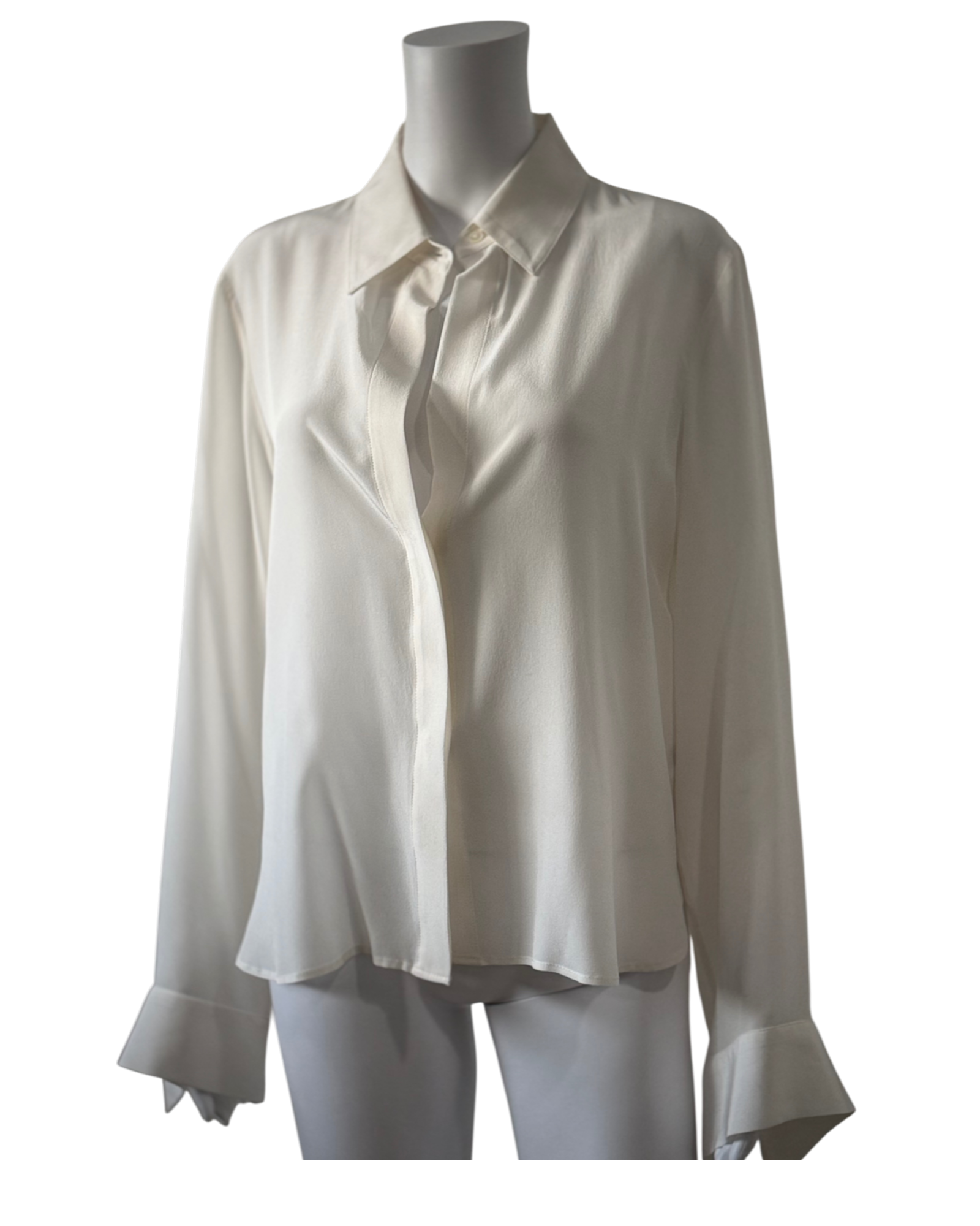 TWP Ivory Silk Button Down Blouse Size M/L