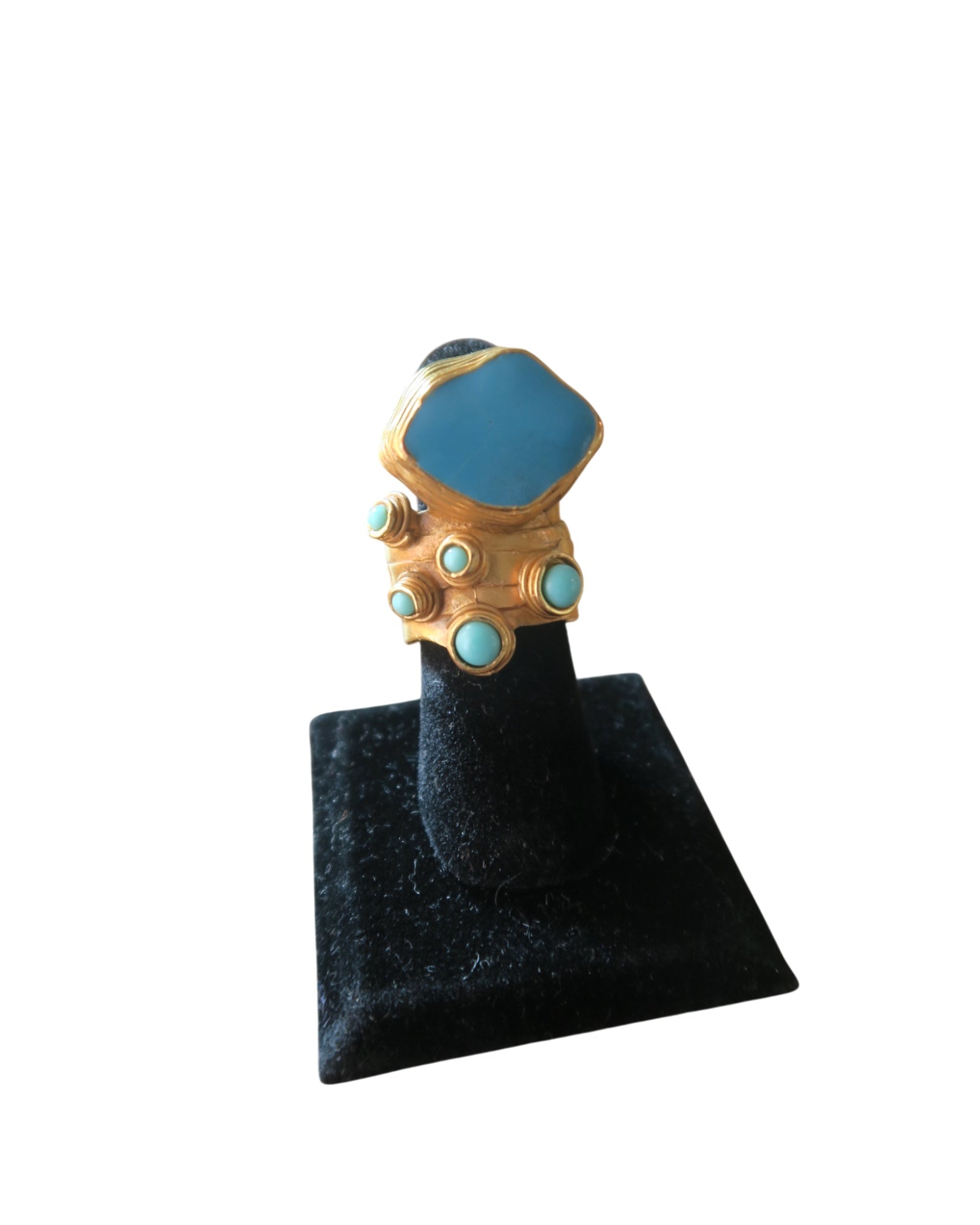 YSL "Arty"-Style Turquoise & Gold Ring