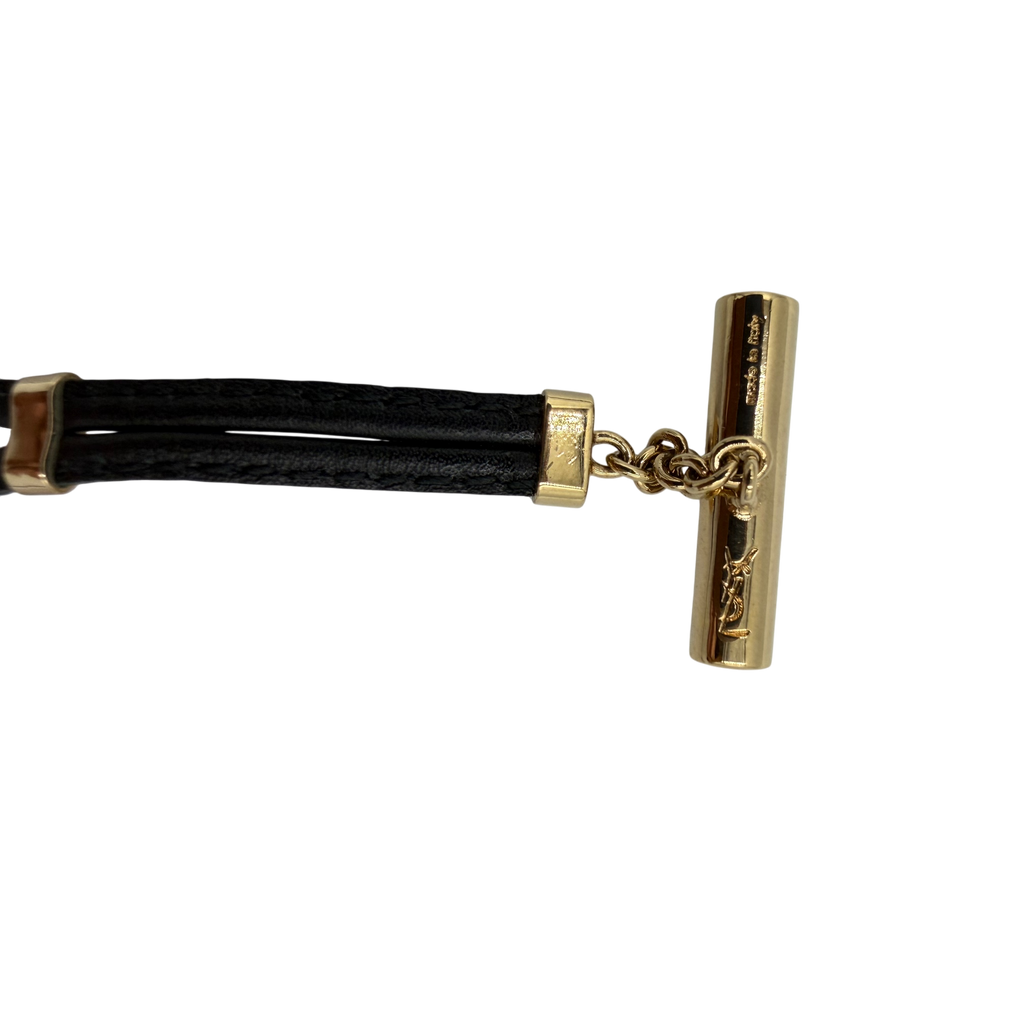 AUTHENTIC Yves Saint Laurent YSL Cassandra Gold Micron & Black Cord Toggle Cufflinks