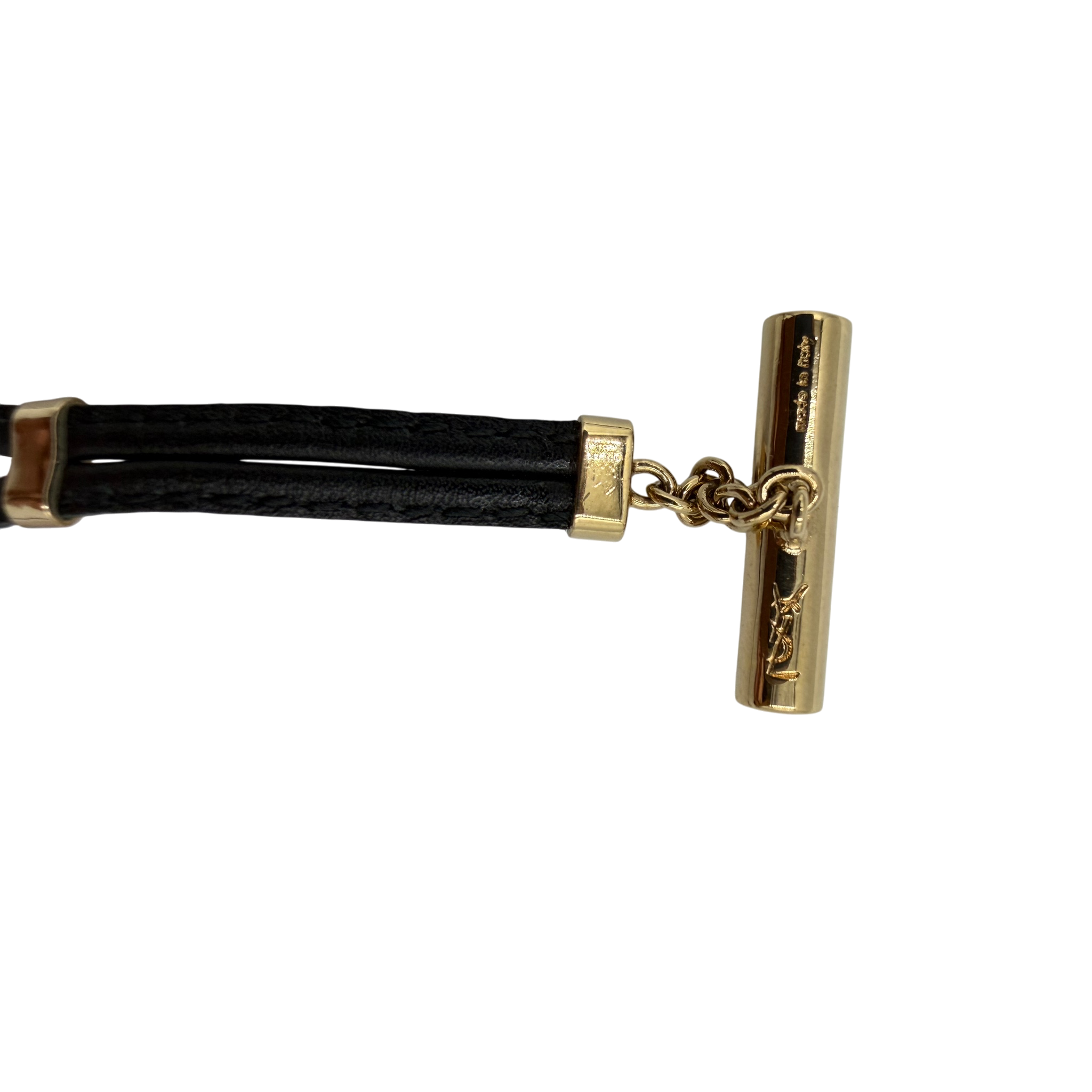 AUTHENTIC Yves Saint Laurent YSL Cassandra Gold Micron & Black Cord Toggle Cufflinks
