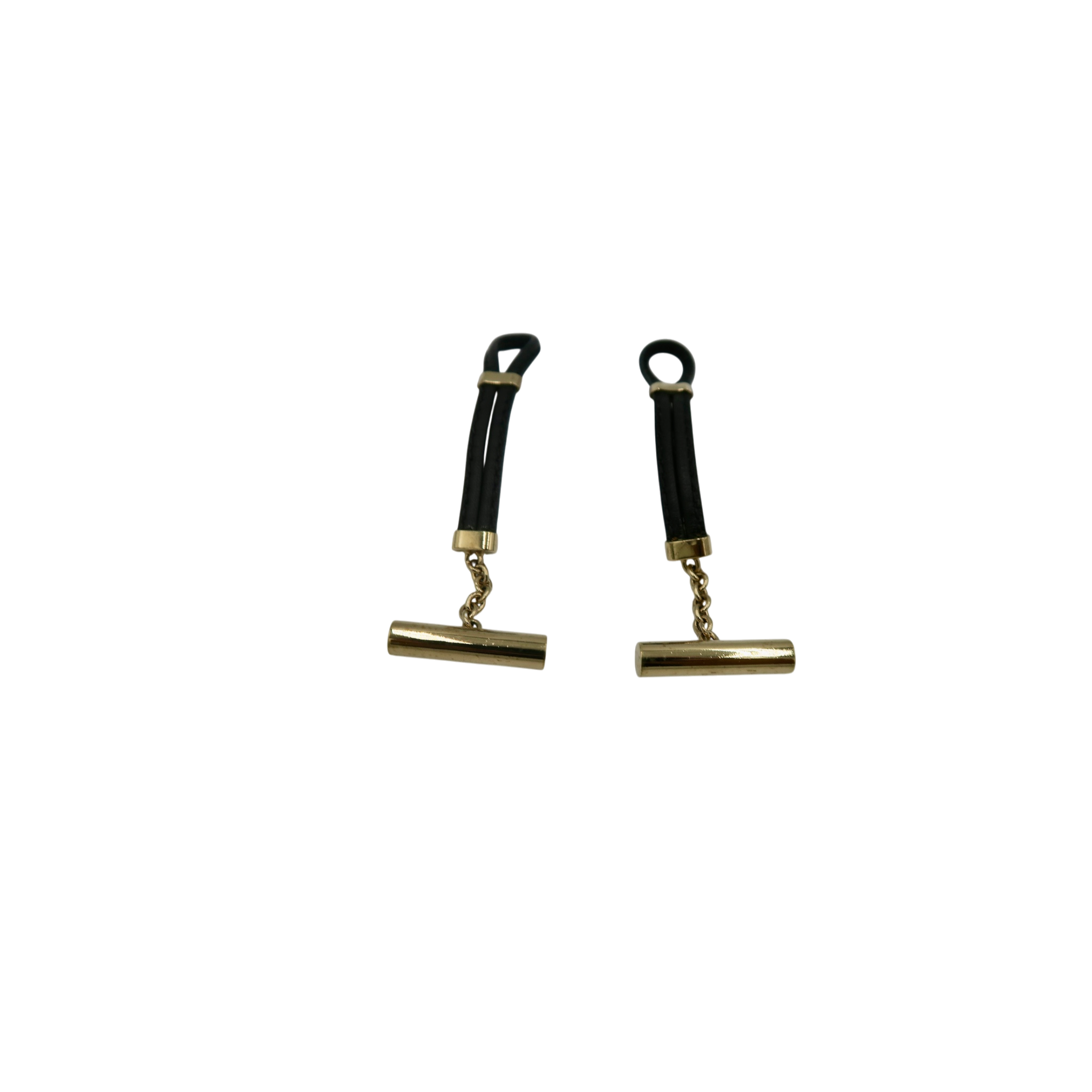 AUTHENTIC Yves Saint Laurent YSL Cassandra Gold Micron & Black Cord Toggle Cufflinks