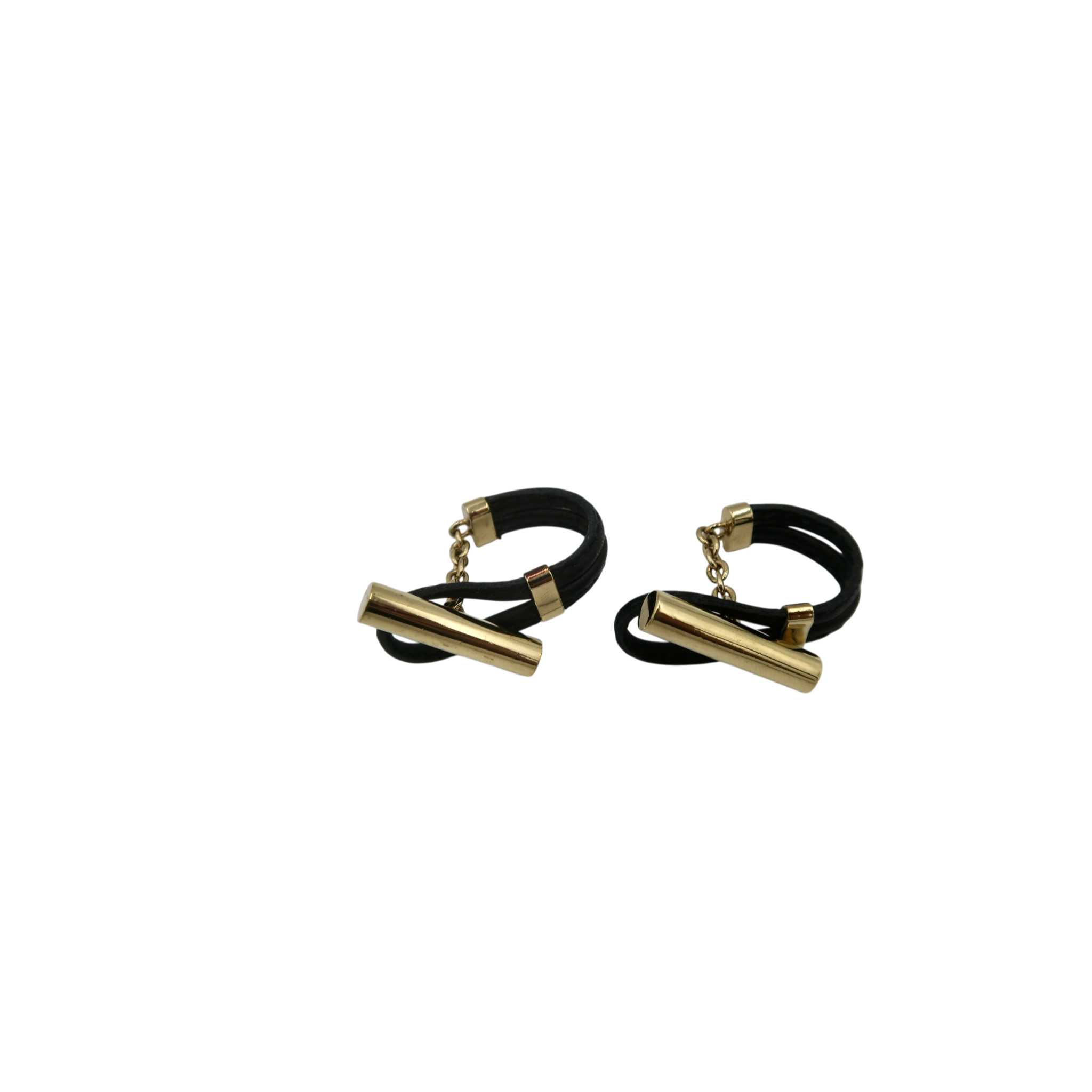 AUTHENTIC Yves Saint Laurent YSL Cassandra Gold Micron & Black Cord Toggle Cufflinks