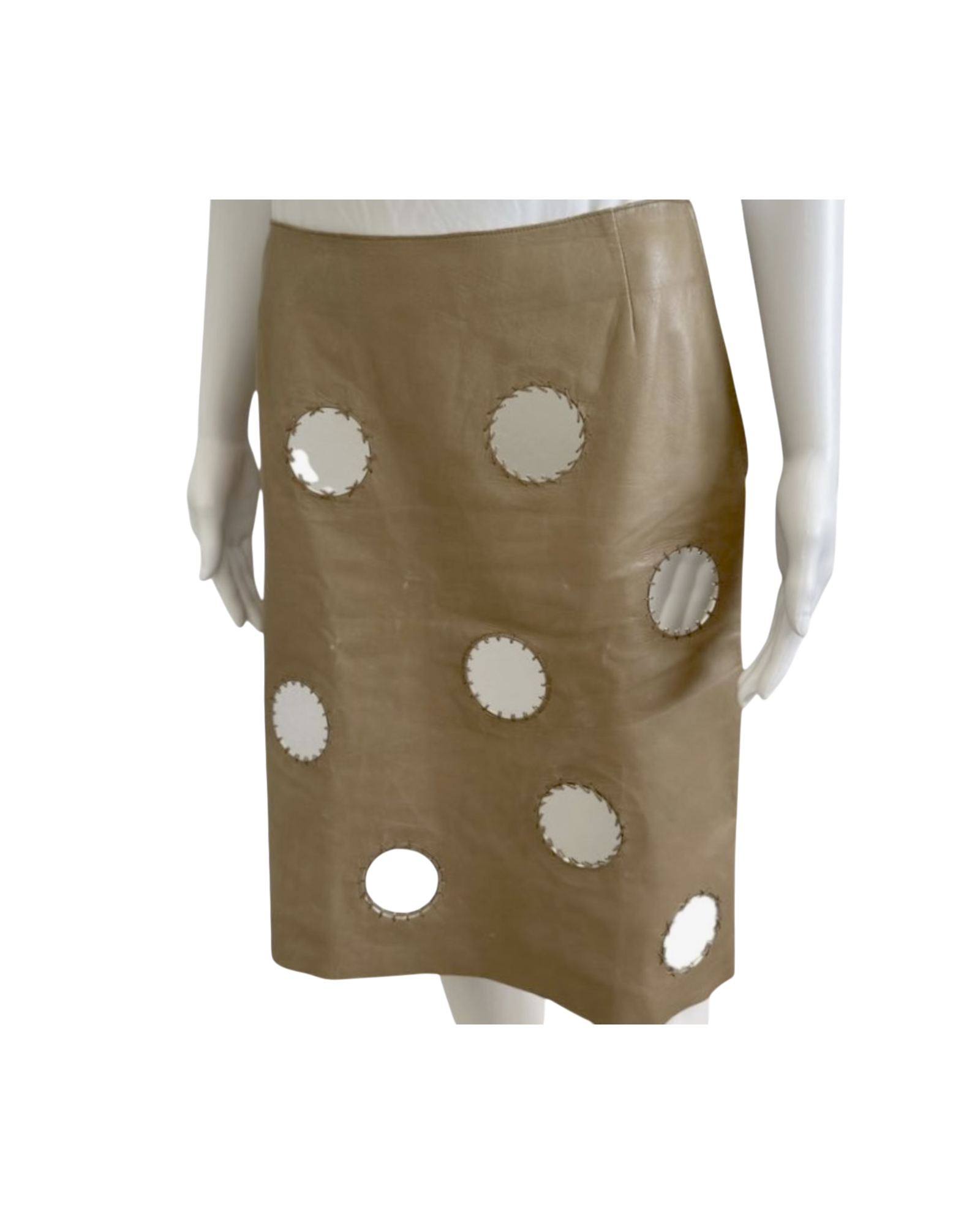 Prada Vitello Specchi Mirror-Embellished Leather Skirt Size 42