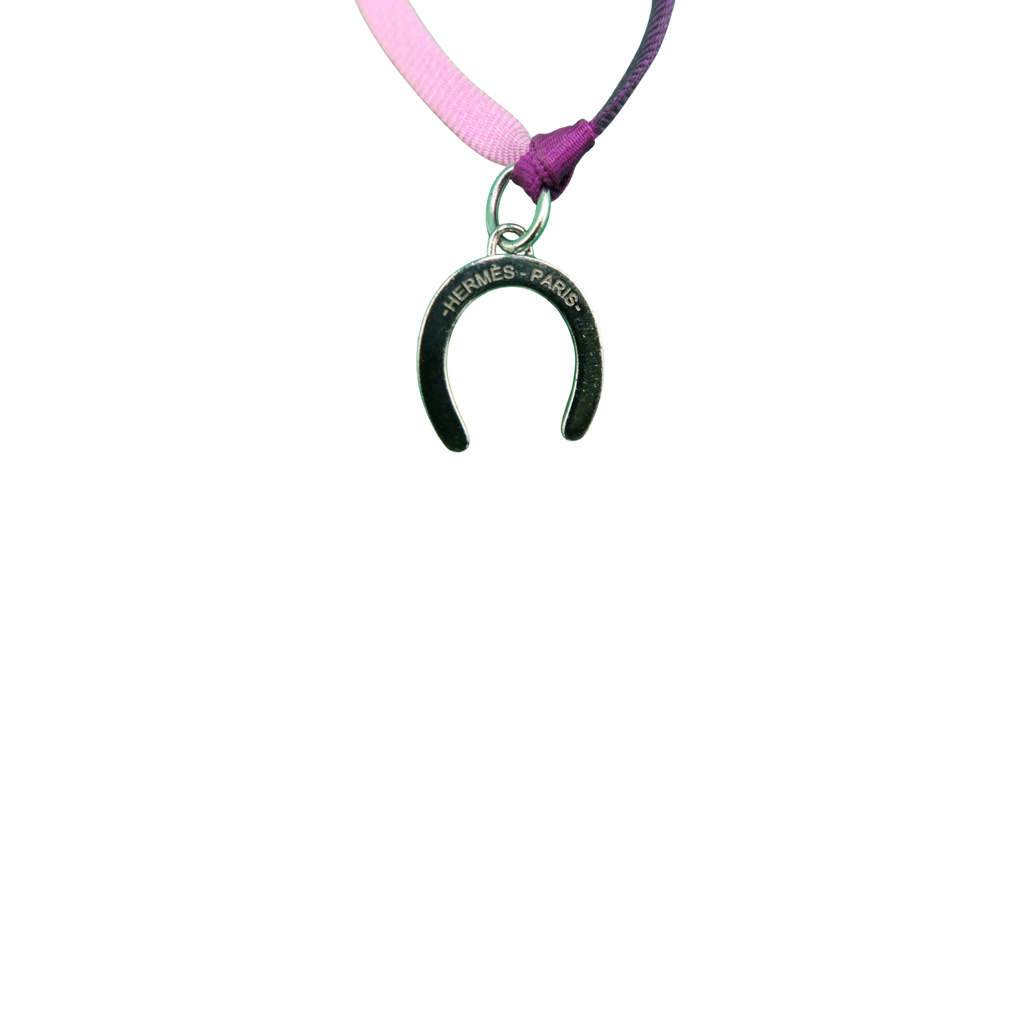 Hermes Petit H Silk Twilly Horseshoe Necklace
