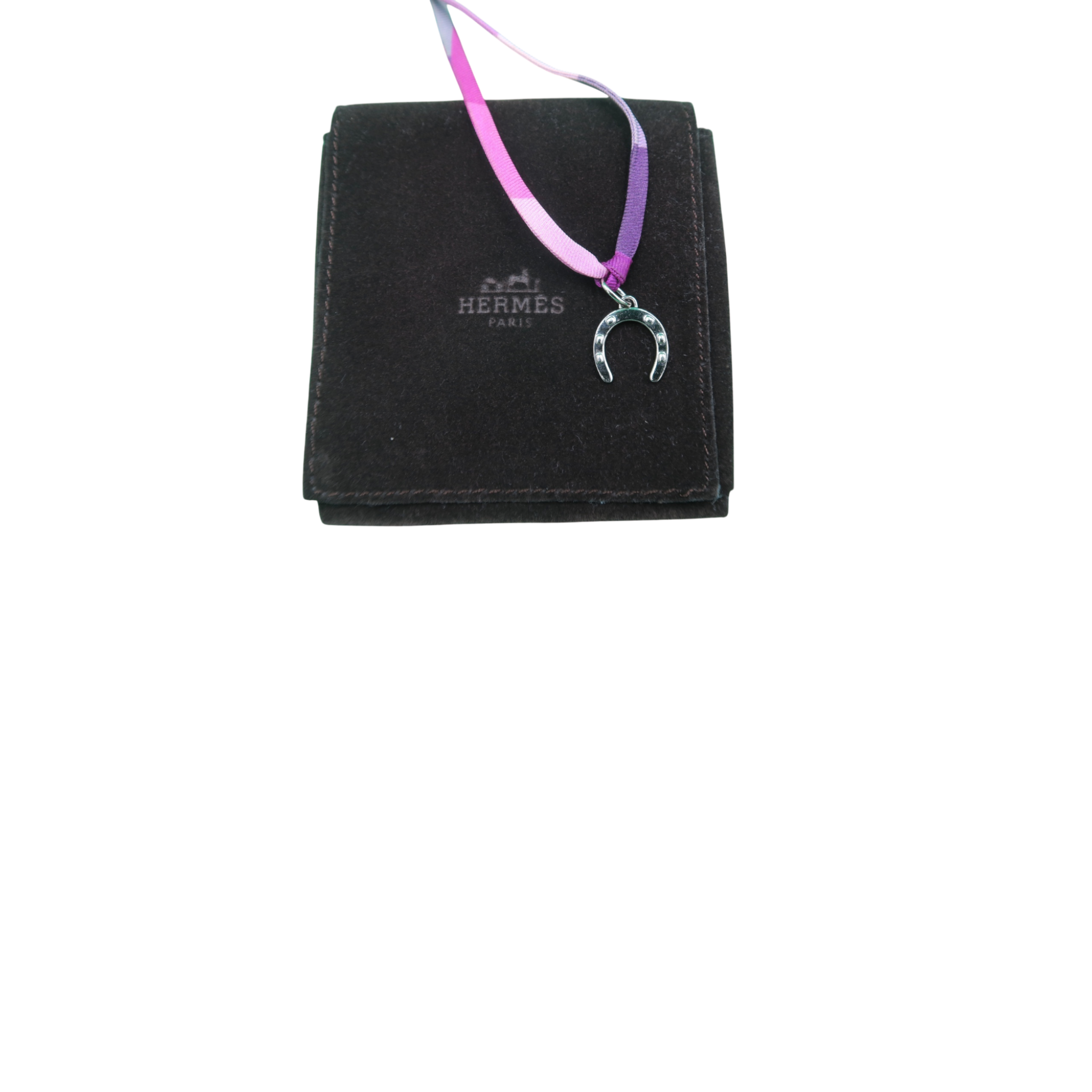 Hermes Petit H Silk Twilly Horseshoe Necklace