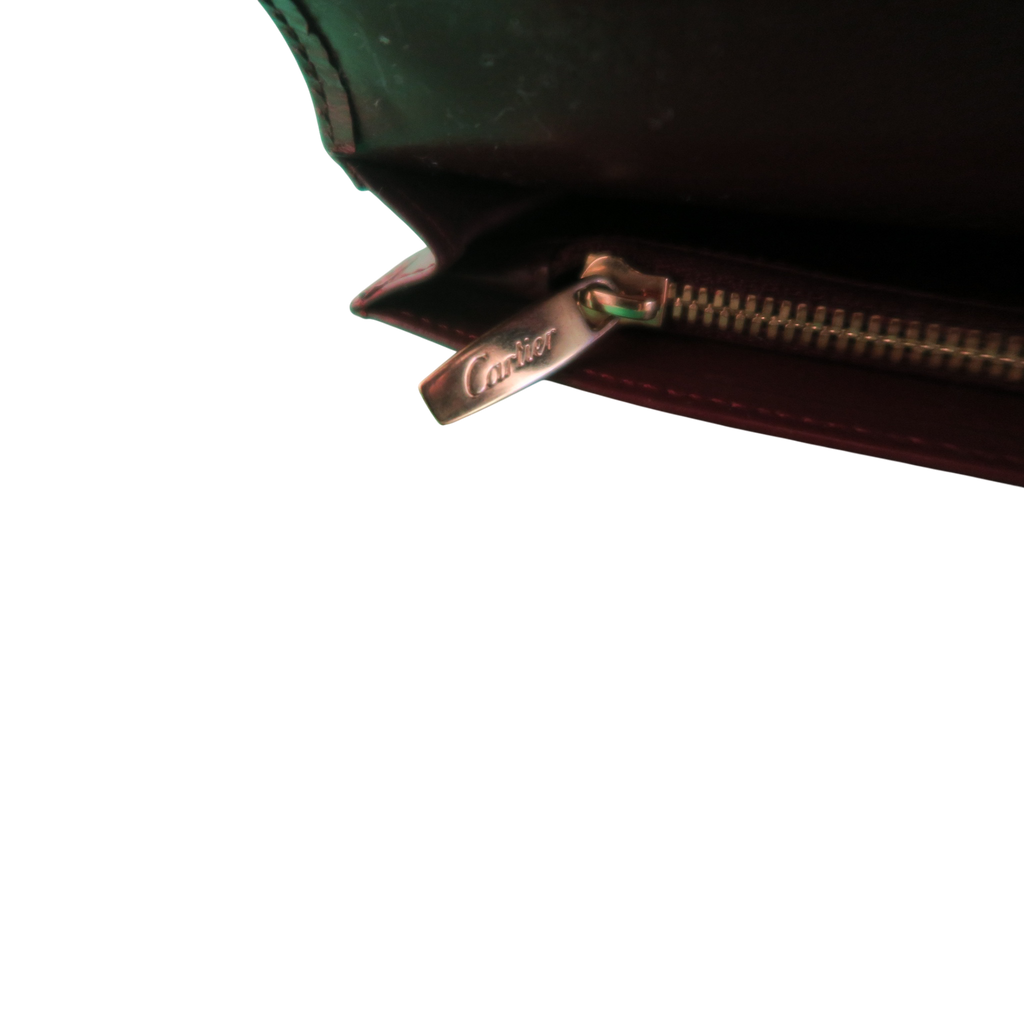 AUTHENTIC CARTIER Bordeaux Leather Bi-Fold Long Wallet — Gold Logo Hardware, Refurbished, Personal Provenance